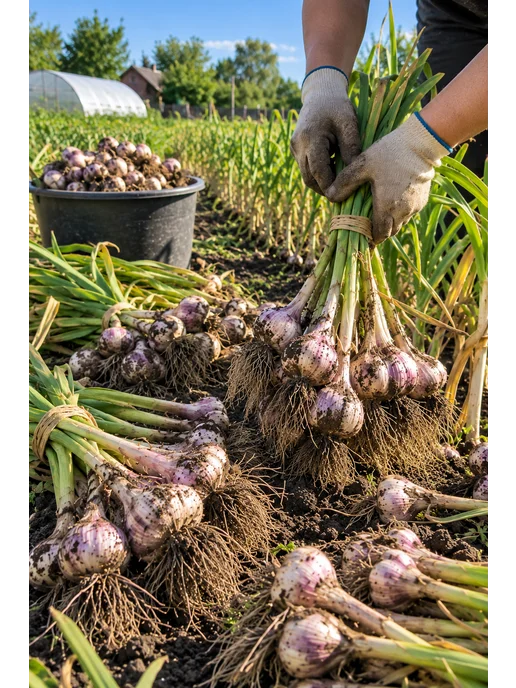 Луковицы чеснока 20 штук озимый Богатырь, фиолетовый, фото 3