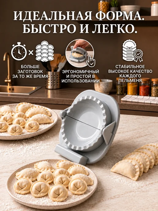 Пресс-форма для пельменей и вареников, серый, фото 2