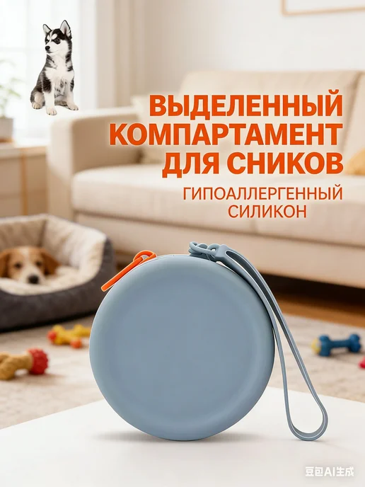 Силиконовый пакет для закусок для домашних животных, на для, синий, фото 2