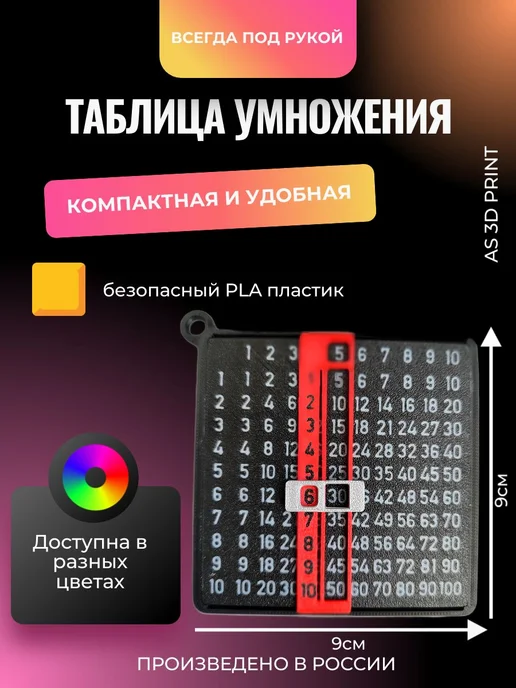Таблица умножения, обучающая, 9x9 см, 9x9 см, фото 3