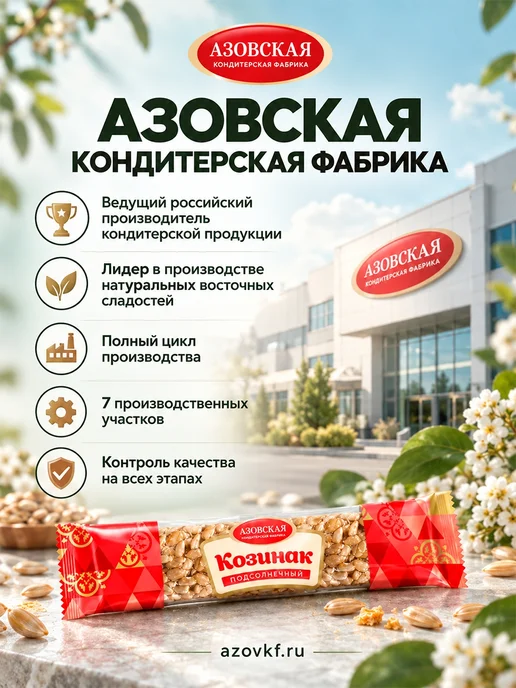 Азовская кондитерская фабрика Козинак подсолнечный азовский, 10шт по 50гр, 3 шт, 50 г, фото 6