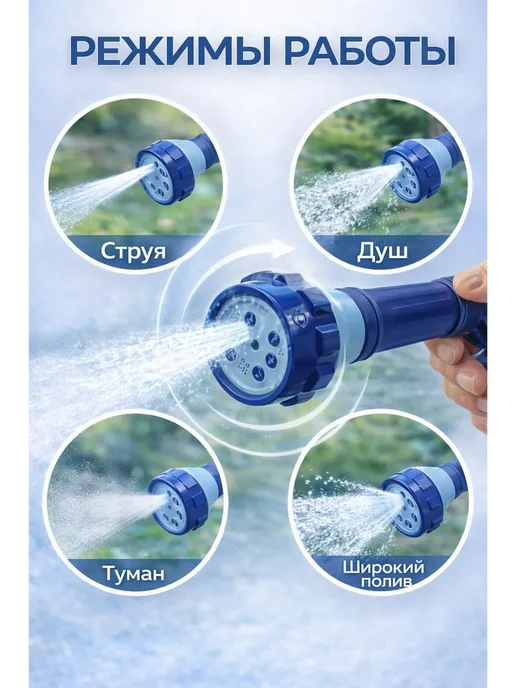 АБР Многофункциональный пистолет шланг для полива, синий, фото 3