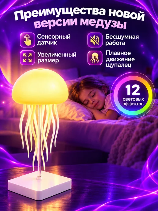 HomeByRip Ночник медуза светильник детский декоративный, синий, фото 5