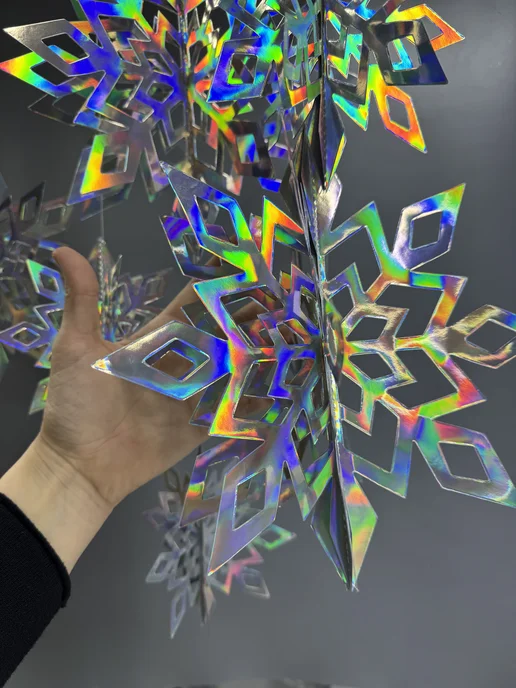 Bantik.Zakaz Снежинки подвесные большие 3D новогодние украшения 6шт, 6 шт, фото 2