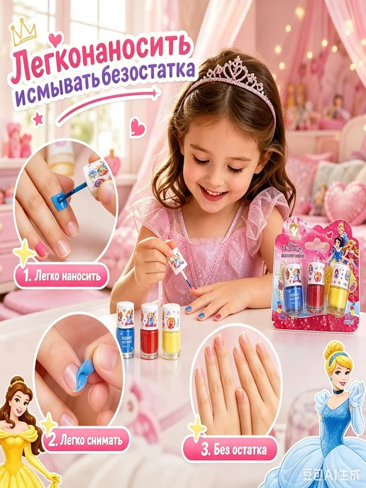 Детский лак для ногтей на водной основе, 3 цвета по 5 мл, 3 цв., 5 мл, фото 3