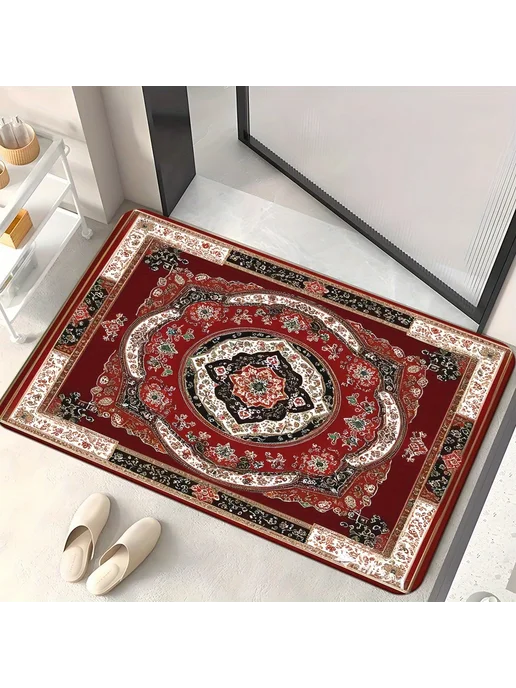 Красный противоскользящий коврик для дома Красный, 60x90cm, красный