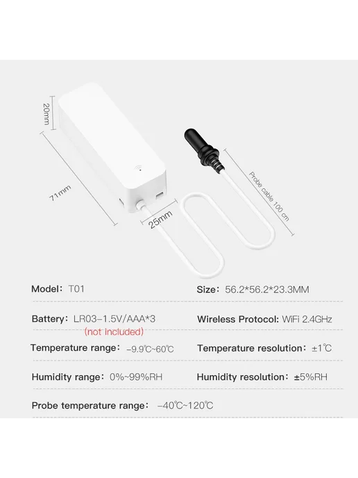 MinisterWorks Министерворкс Датчик Температуры Туя Wi-Fi, вариант, фото 6