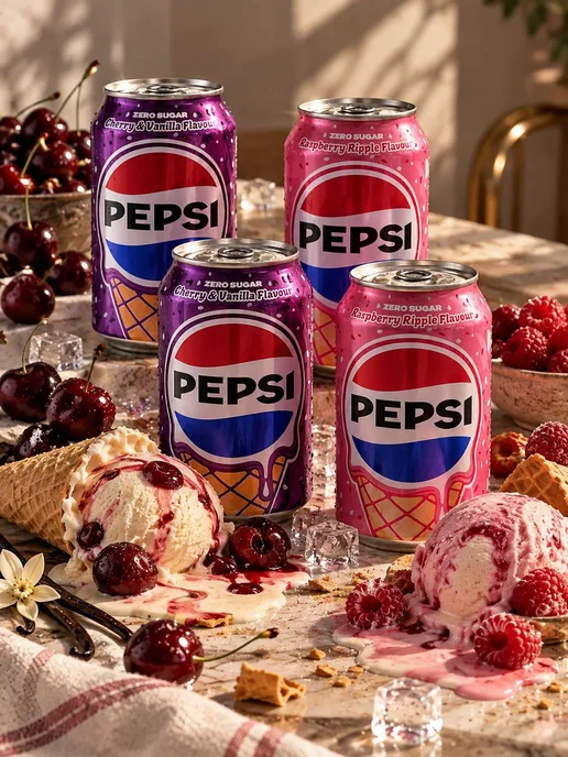 pepsi Газированный напиток вишня-ваниль,мороженое-малина 4шт, 4 шт