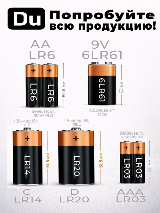 Батарейка D, щелочная, 1,6 В, 4500 мА·ч, 2 шт, 2 шт, фото 5
