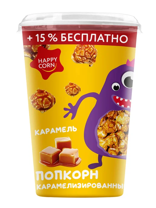 Попкорн Happy Corn со вкусом карамели, 100 г, 100 г