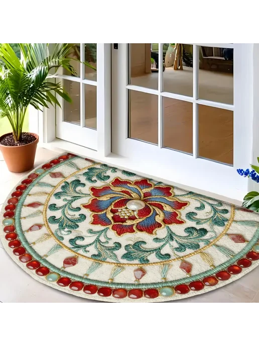Нет бренда Круглый коврик из полиэстера для входа 40x60 см, 40x60 см