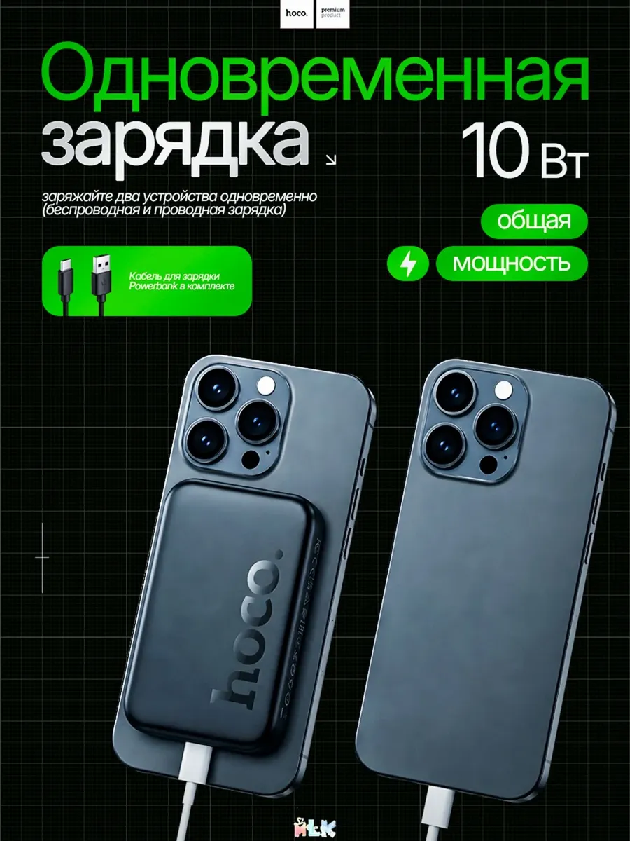 Внешний аккумулятор Повербанк Power bank Hoco MagSafe 5000 мАч — фото 2