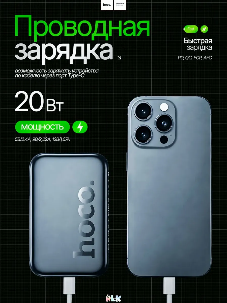 Внешний аккумулятор Повербанк Power bank Hoco MagSafe 5000 мАч — фото 5