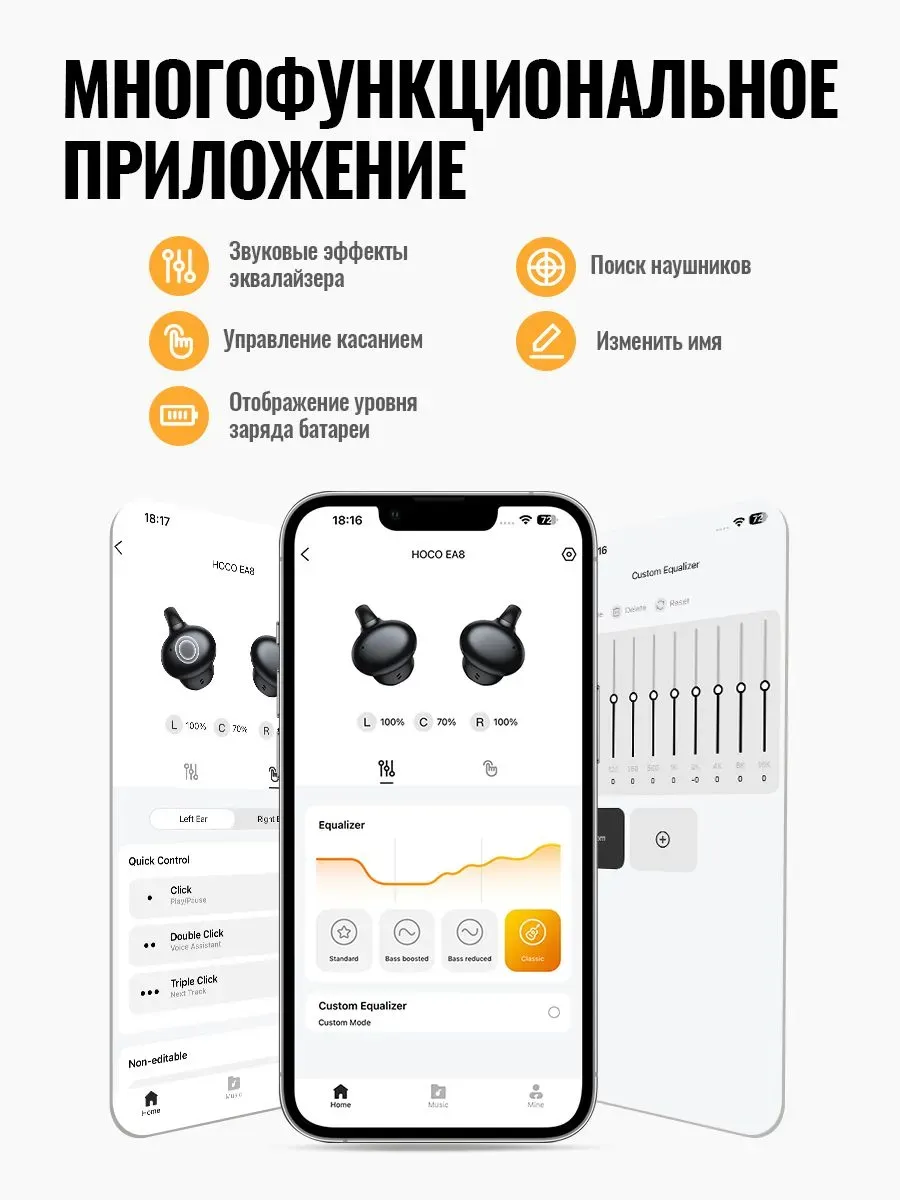 Наушники беспроводные с микрофоном Hoco EA8 — фото 5