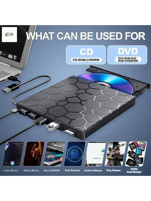 Внешний DVD привод USB 3.0 портативный, вариант, фото 2