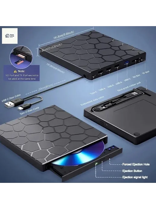 Внешний DVD привод USB 3.0 портативный, вариант, фото 3