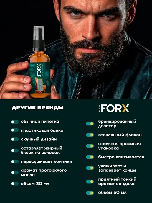Масло для бороды FORX Sandal&Sea salt, 50 мл, 50 мл, фото 7
