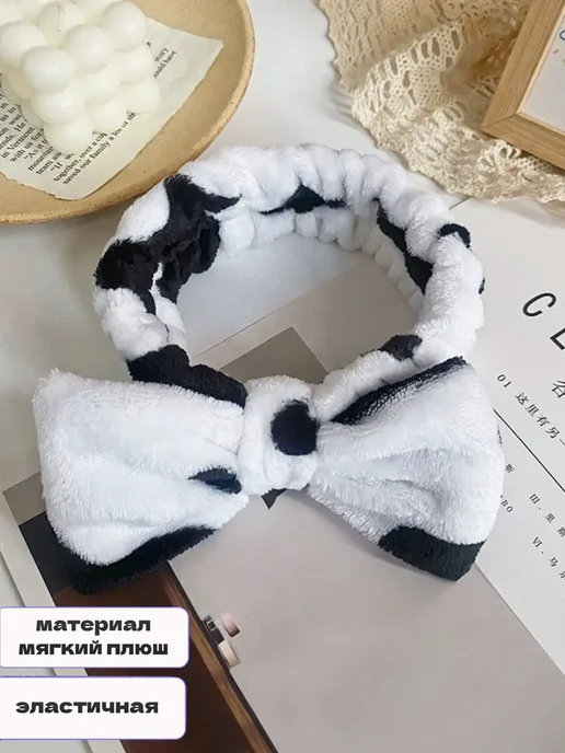Косметическая повязка на голову для волос мягкая, черный, фото 2