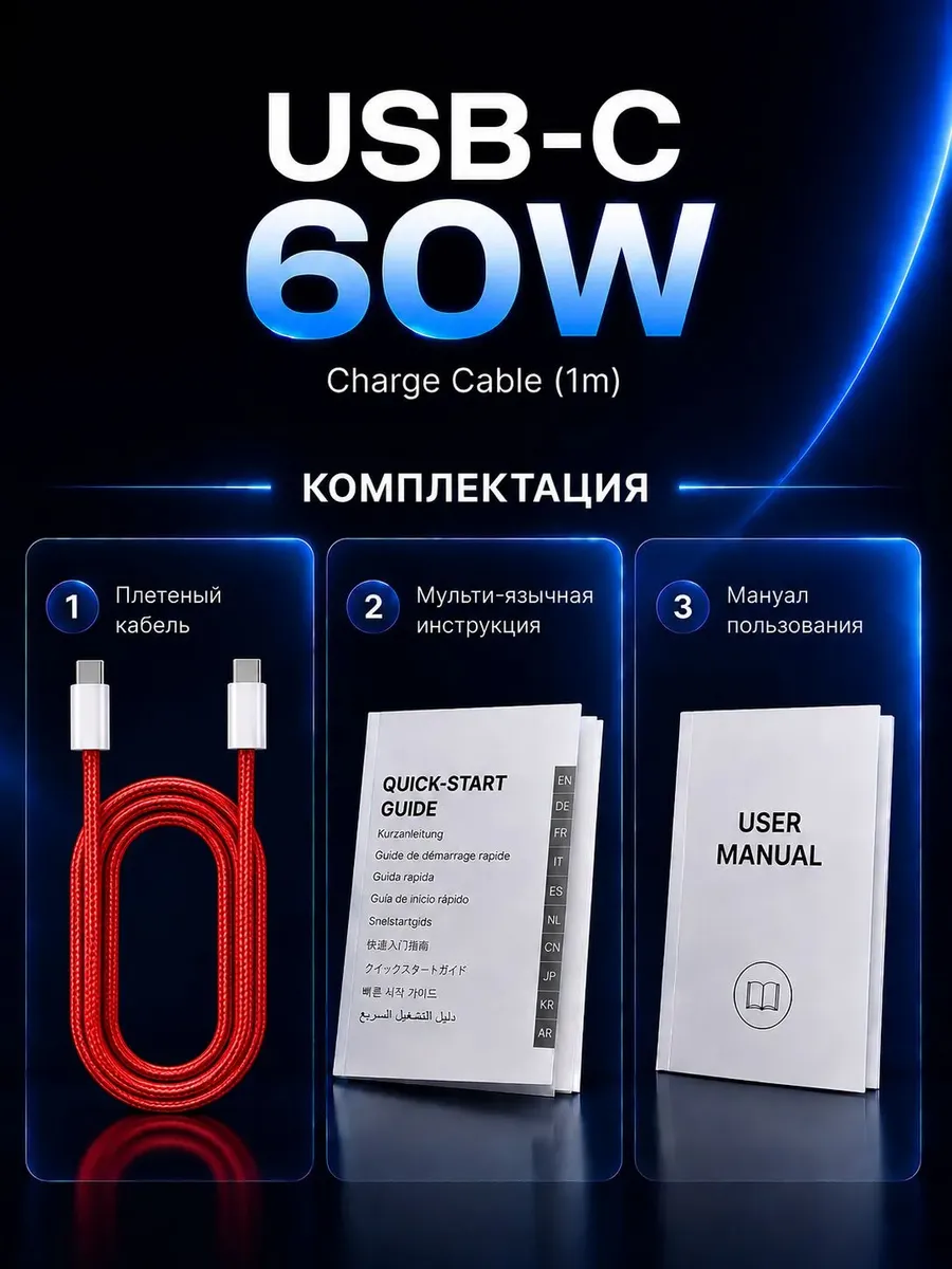 Кабель для мобильных устройств USB Type-C/USB Type-C 1 м — фото 4