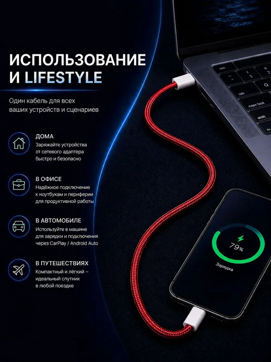 Кабель для мобильных устройств USB Type-C/USB Type-C 1 м — фото 5