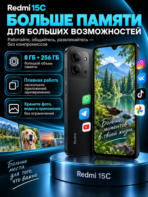 Смартфон Xiaomi Redmi 15C 8/256 ГБ, черный, фото 5