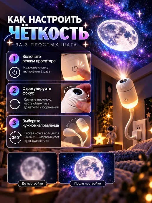Проектор ночник звездное небо 12 проекций, вариант, фото 7