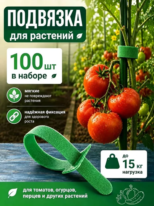 Подвязка для растений, Лента липучка,15 см, 100 шт, 100 шт