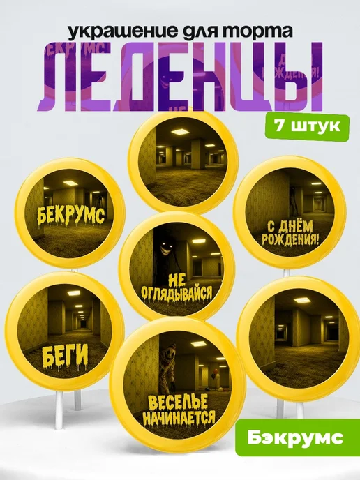 Украшение Бекрумс на торт. Леденцы на торт Backrooms