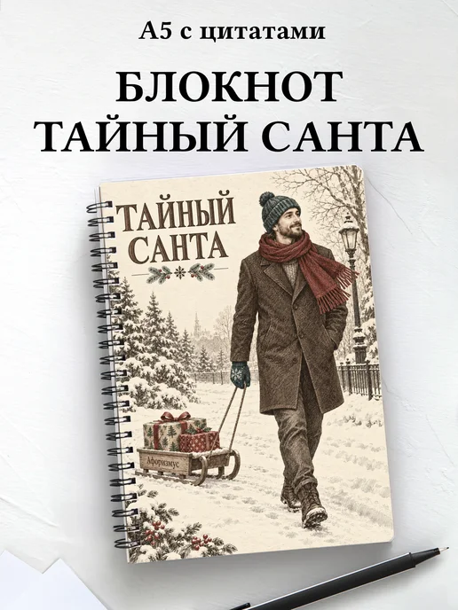 Блокнот в подарок на Тайного Санту с мотивирующими цитатами