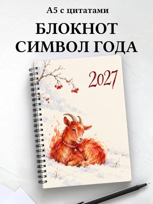 Блокнот с символом года с мотивирующими цитатами