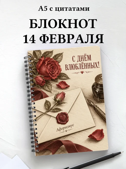 Блокнот в подарок на День святого Валентина с цитатами