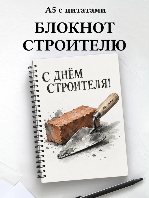 Блокнот в подарок на День строителя с мотивирующими цитатами