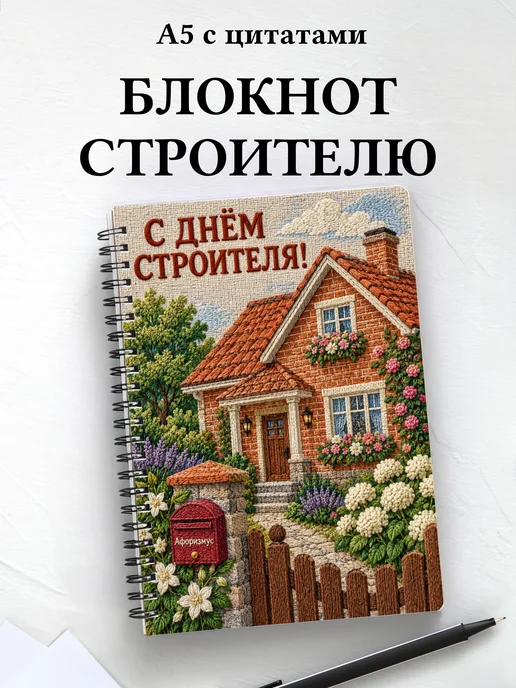 Блокнот в подарок на День строителя с мотивирующими цитатами