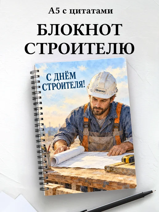 Блокнот в подарок на День строителя с мотивирующими цитатами