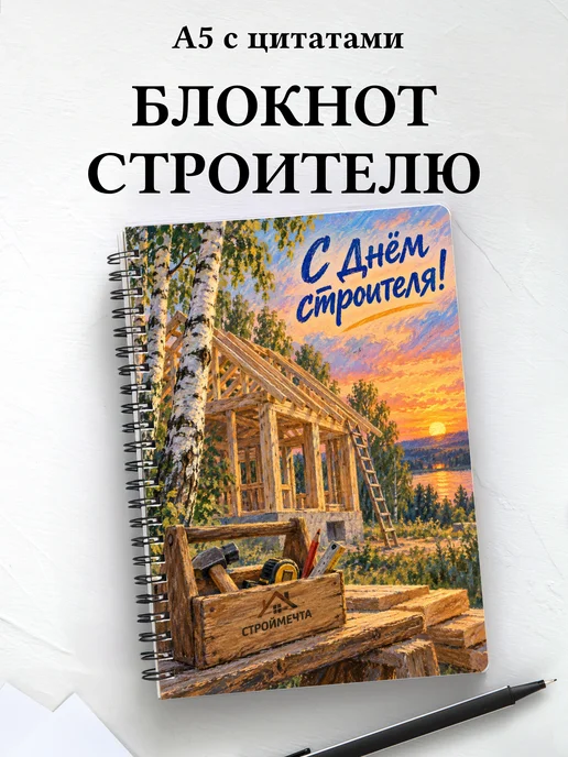 Блокнот в подарок на День строителя с мотивирующими цитатами