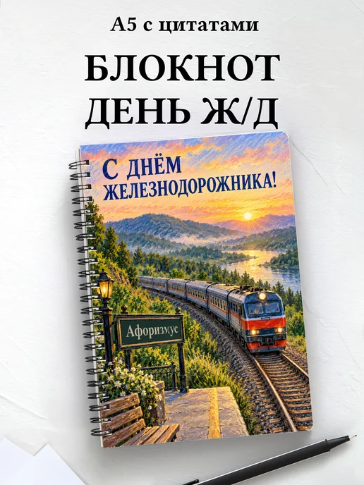 Блокнот в подарок на День железнодорожника с цитатами