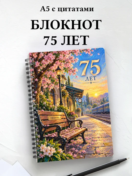 Блокнот в подарок на 75-летие с мотивирующими цитатами