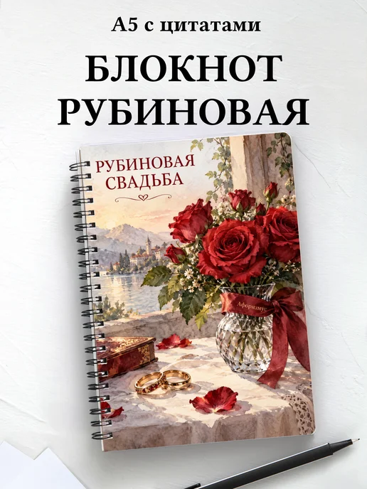 Блокнот в подарок на рубиновую свадьбу с цитатами