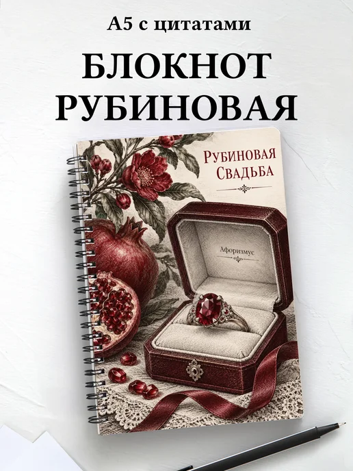 Блокнот в подарок на рубиновую свадьбу с цитатами