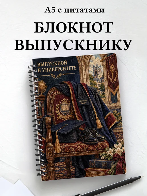 Блокнот в подарок выпускнику университета с цитатами
