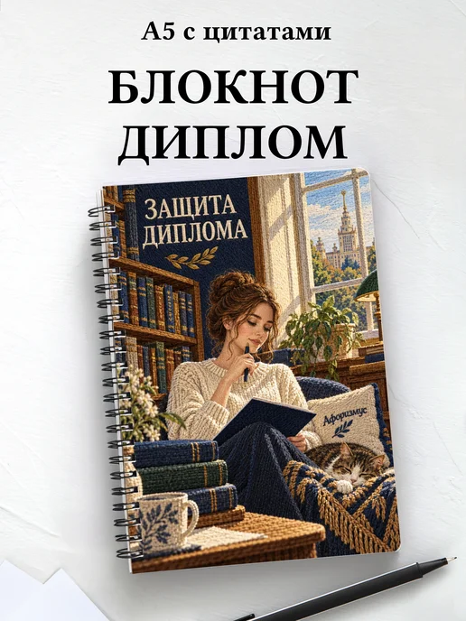 Блокнот в подарок на защиту диплома с мотивирующими цитатами