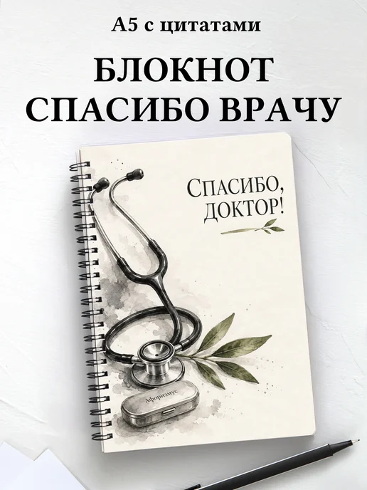 Блокнот в благодарность врачу с мотивирующими цитатами