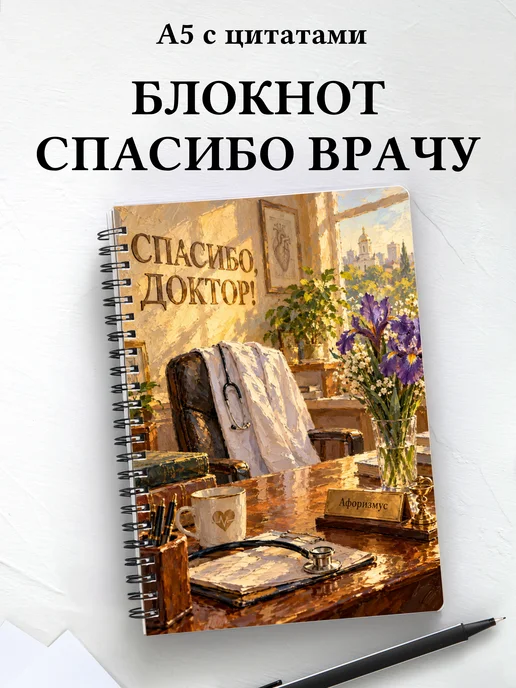 Блокнот в благодарность врачу с мотивирующими цитатами