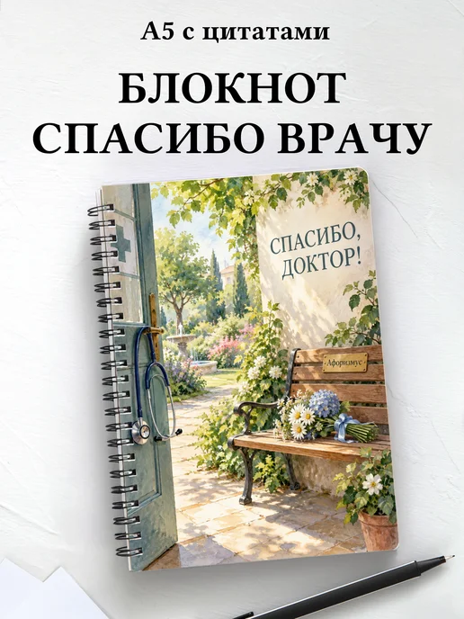 Блокнот в благодарность врачу с мотивирующими цитатами