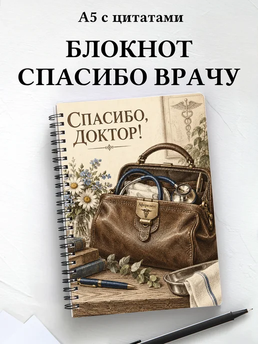 Блокнот в благодарность врачу с мотивирующими цитатами