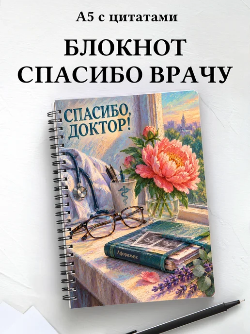 Блокнот в благодарность врачу с мотивирующими цитатами