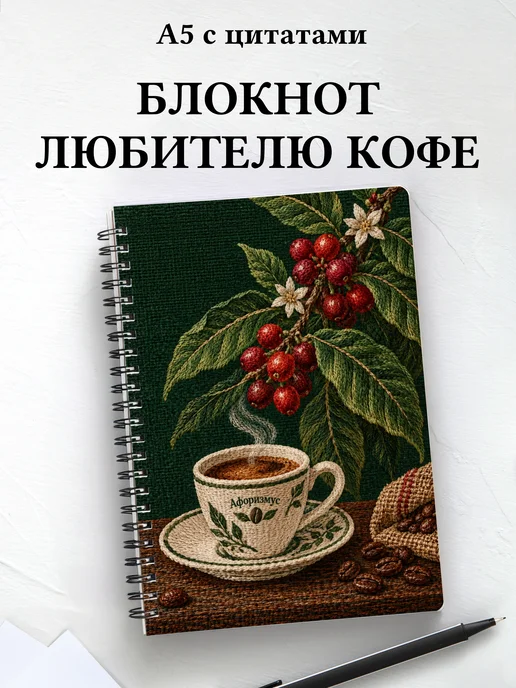 Блокнот для любителя кофе с мотивирующими цитатами