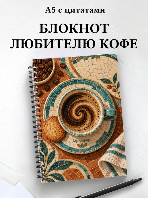 Блокнот для любителя кофе с мотивирующими цитатами