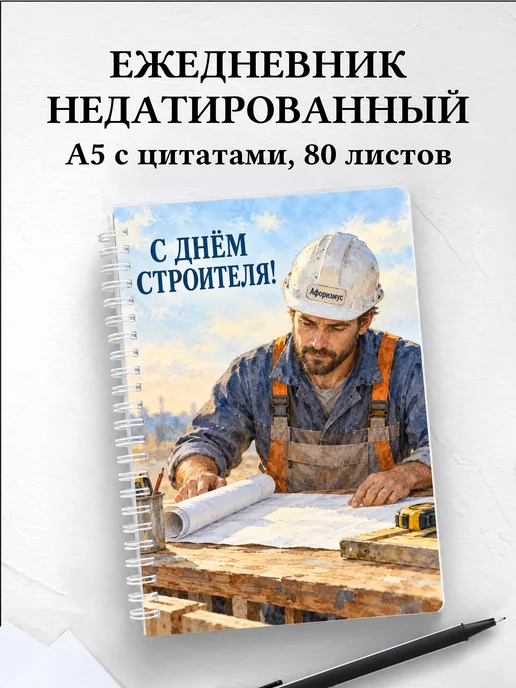 Ежедневник недатированный в подарок на День строителя
