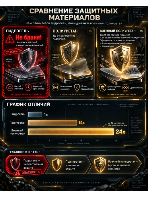 Броне пленка экран iPhone 17 Pro Max 210 мкм Глянец Военный, вариант, фото 3